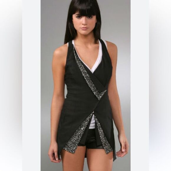 Alice + Olivia Landon Sequin Embellished Vest in Black Size Small NWT - Picture 1 of 13